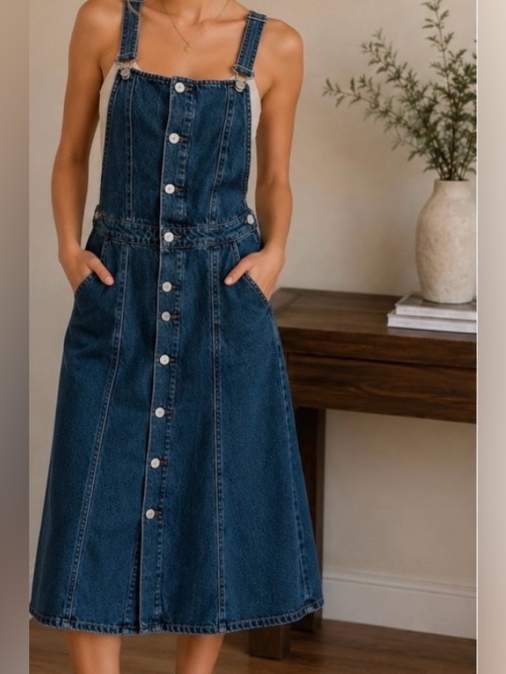 Zara TRF Rock ’n’ Love Denim Overall Midi Dress – XS